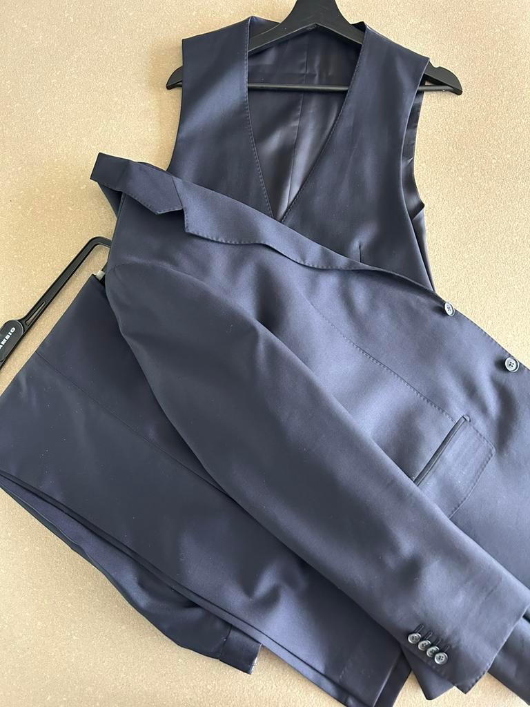 Blauwzwart costume (3 pc) SuitSupply size 50, Kleding | Heren, Ophalen, Zo goed als nieuw, Maat 48/50 (M), Blauw