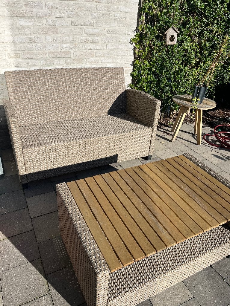Loungeset, Tuin en Terras, Ophalen, 4 zitplaatsen, Kunststof, Zo goed als nieuw