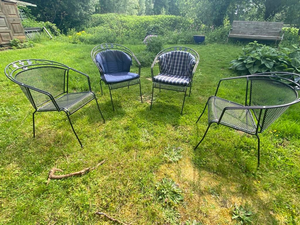 Royal garden: set 4 stoelen+kussens, Enlèvement, Comme neuf