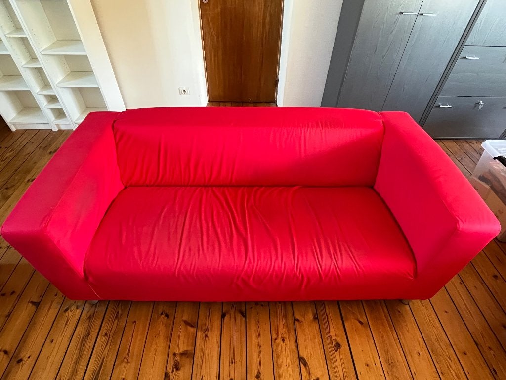 Rode tweepersoons zetel, Ophalen, Gebruikt, 150 tot 200 cm, Tweepersoons
