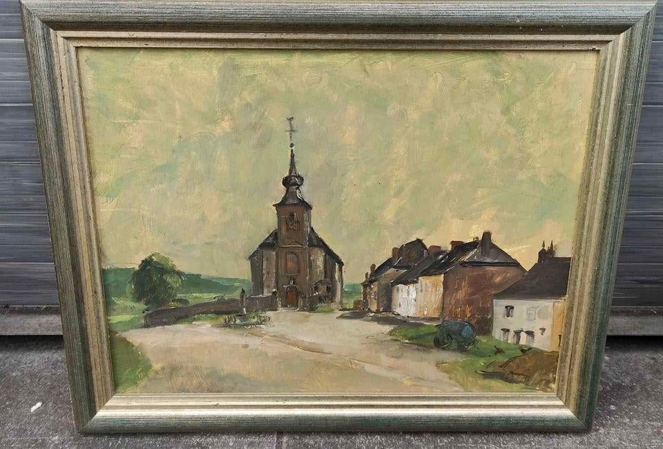 Huile sur panneau au Blain de Simone lienard, Antiquités & Art, Enlèvement ou Envoi