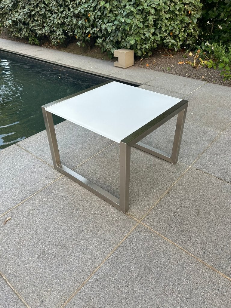Bijzettafel, Tuin en Terras, Ophalen, Inox, Bijzettafel, Zo goed als nieuw