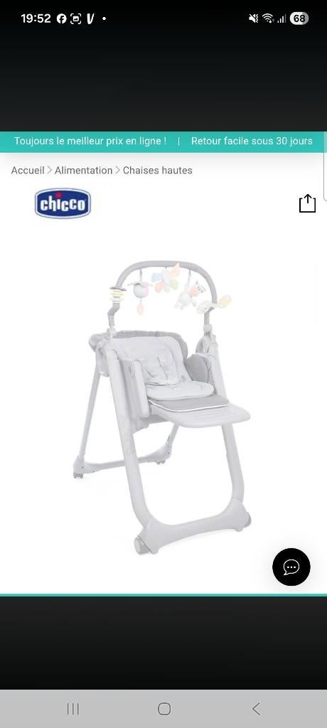 Chaise haute Chicco, Enlèvement, Utilisé, Chaise pliante, Ceinture(s)
