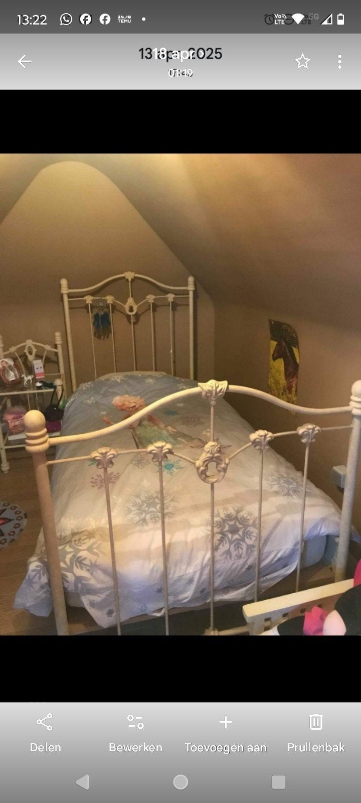 bed in smeedijzer beige, Ophalen, Beige