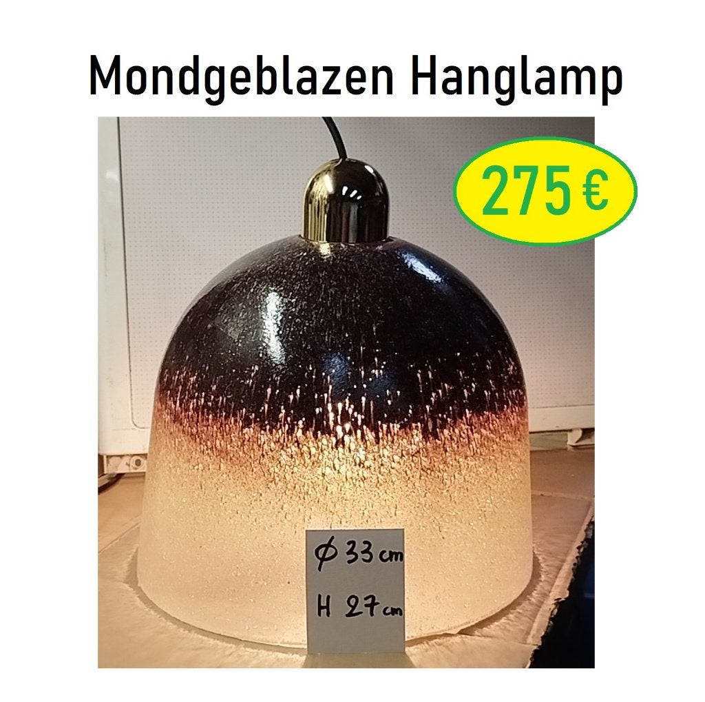 Lamp - Hanglamp - Design - Mondgeblazen glas, Huis en Inrichting, Modern - Design - Tijdloos, E27 (groot), Ophalen of Verzenden