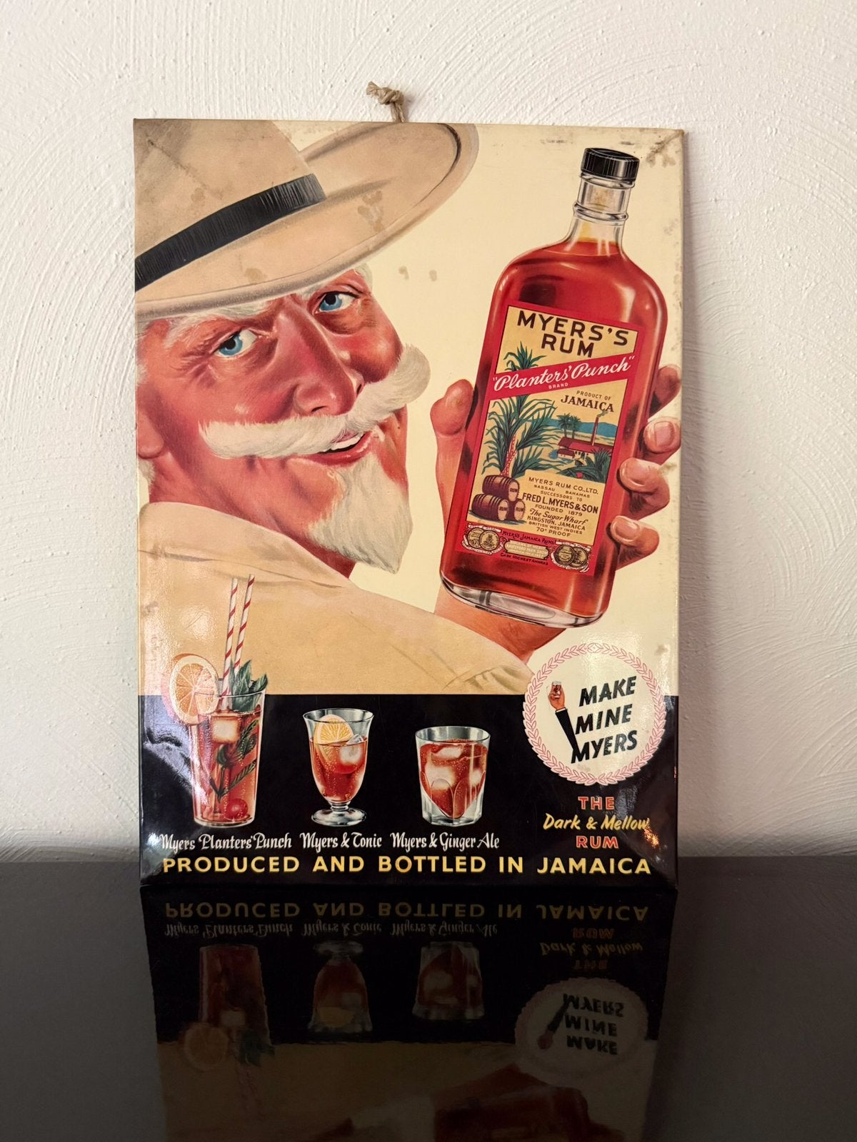 1960s Glacoïde Reclamebord MYERS’S RUM, Ophalen of Verzenden, Gebruikt, Reclamebord