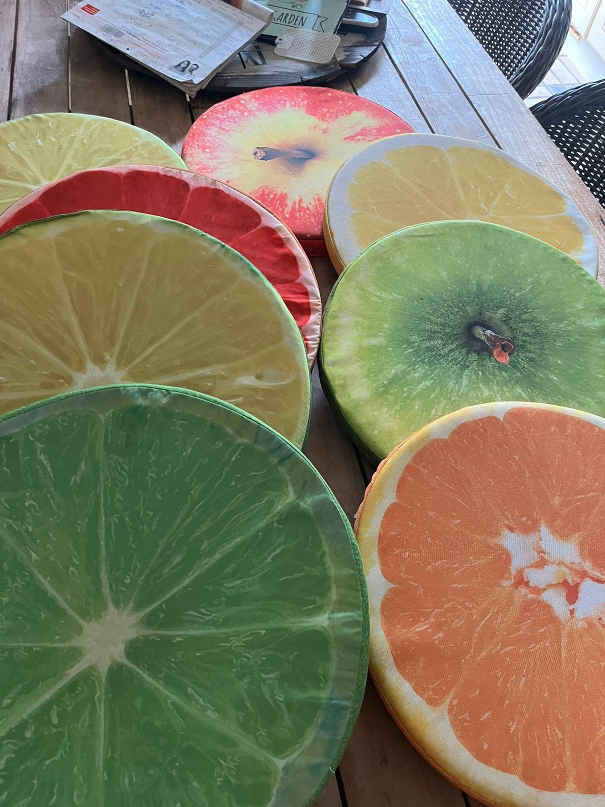 8 stoelkussens waarvan 4 nieuw  doorsnee 40 cm, Tuin en Terras, Bloembollen en Zaden, Ophalen of Verzenden