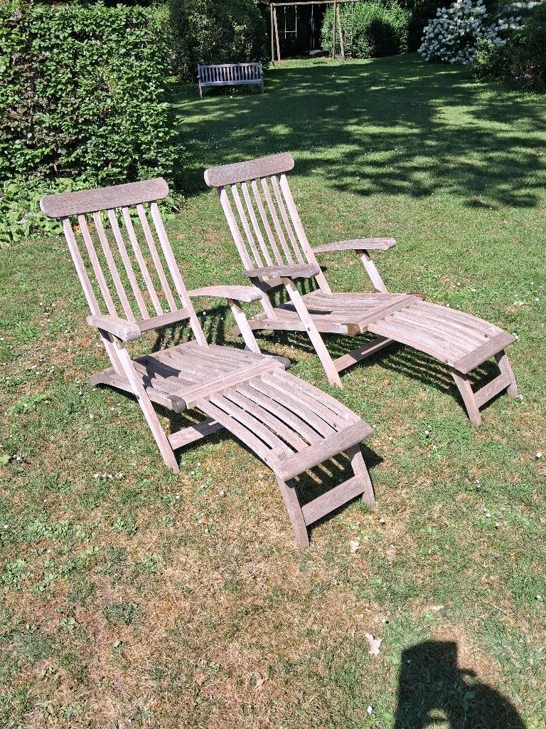 Deckchairs, Ophalen, Gebruikt, Hout, Inklapbaar
