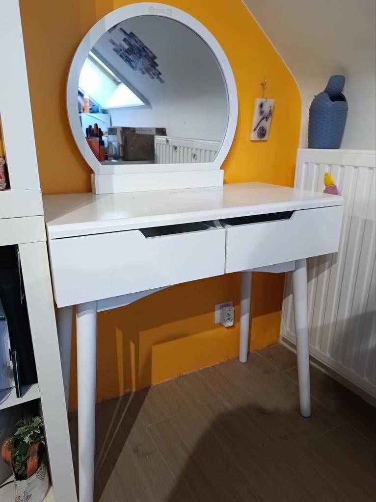 Petite table de maquillage avec miroir et 2 tiroirs, Enlèvement, Utilisé