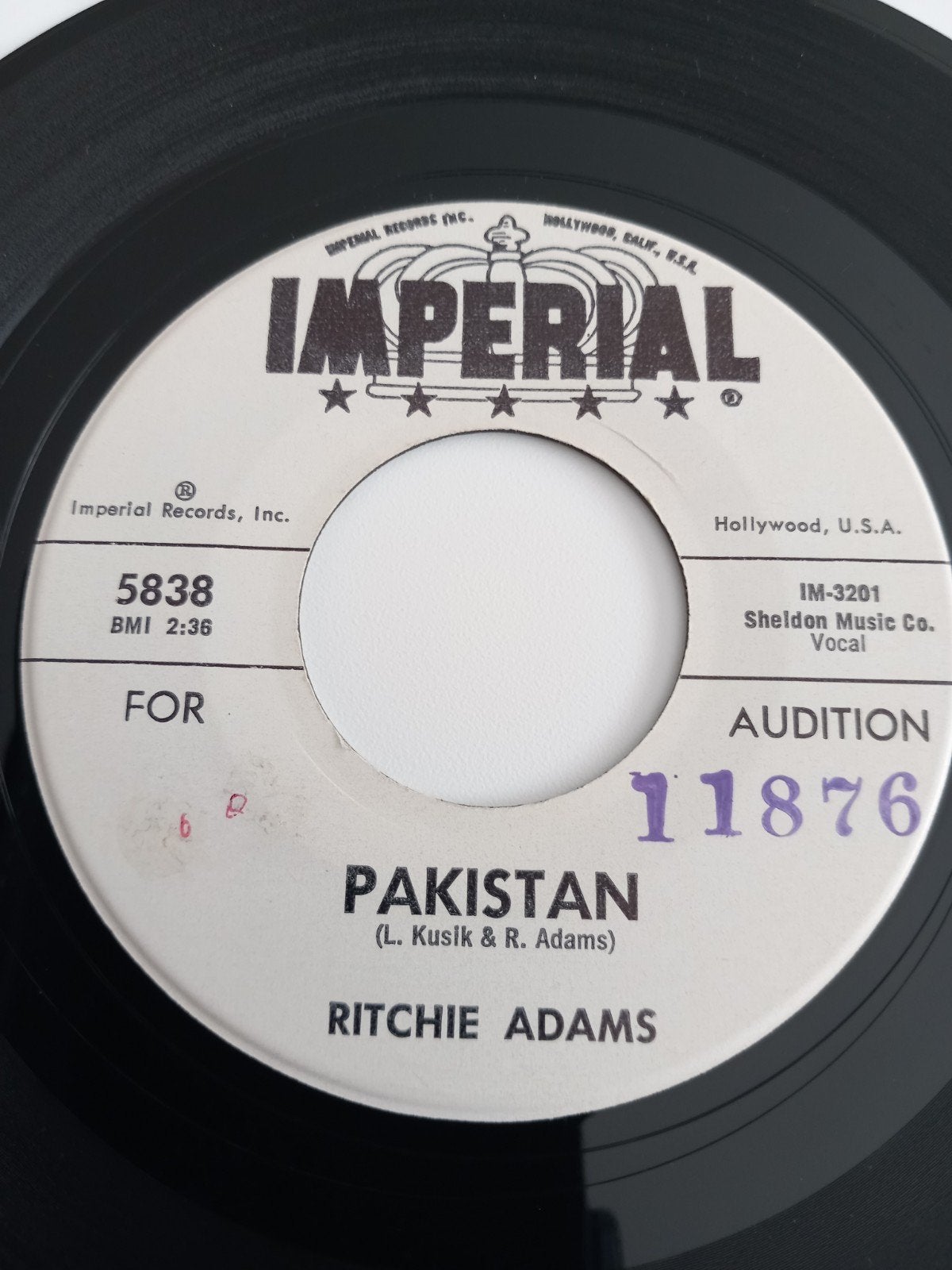 RITCHIE ADAMS. PAKISTAN. POPCORN USA 45T, Ophalen of Verzenden