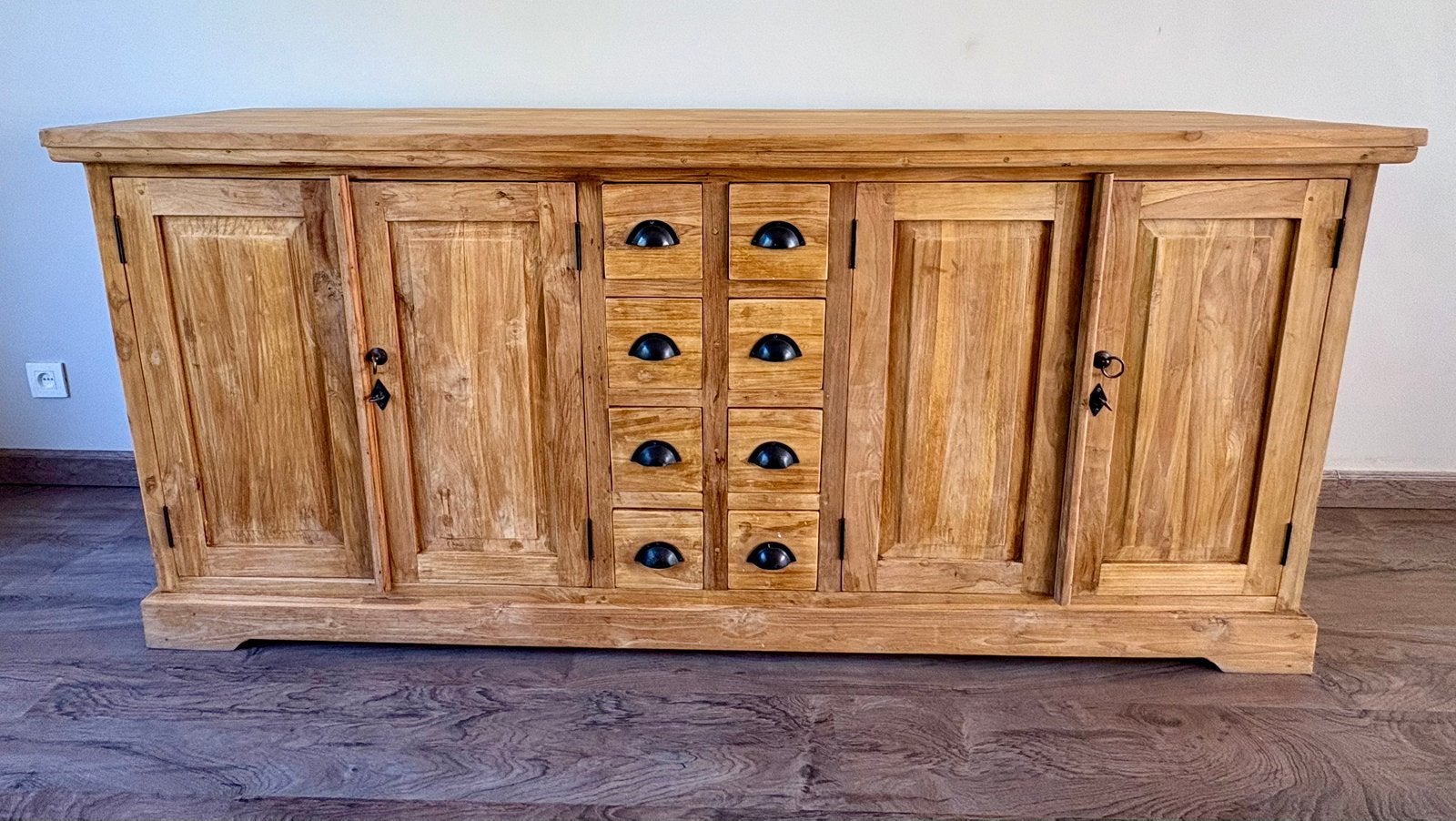 Prachtig teakhouten dressoir – zeer goede staat, Teck, Avec tiroir(s), 25 à 50 cm, 200 cm ou plus