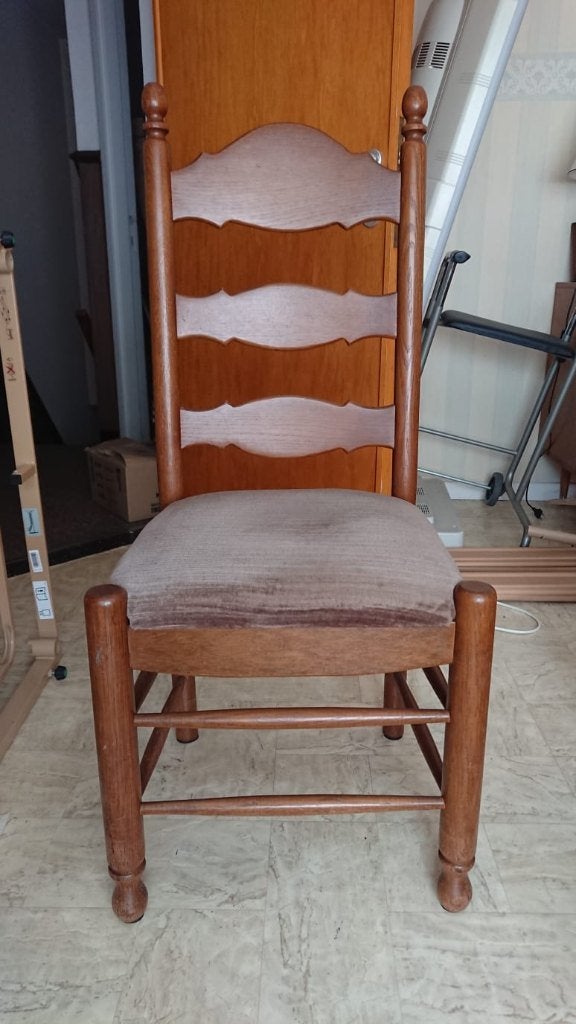 stoelen set 6, Huis en Inrichting, Stoelen, Ophalen, Gebruikt, Bruin, Stof