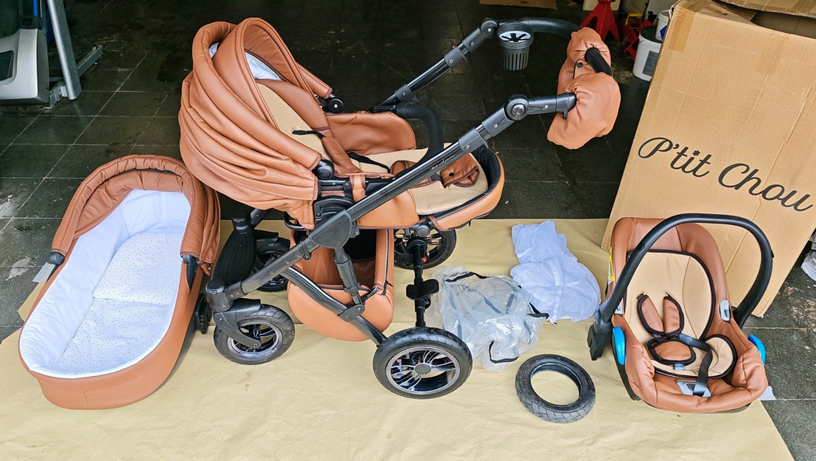 P'tit Chou 3-in-1 compleet kinderwagen, Kinderen en Baby's, Verstelbare duwstang, Zo goed als nieuw, Ophalen, Kinderwagen