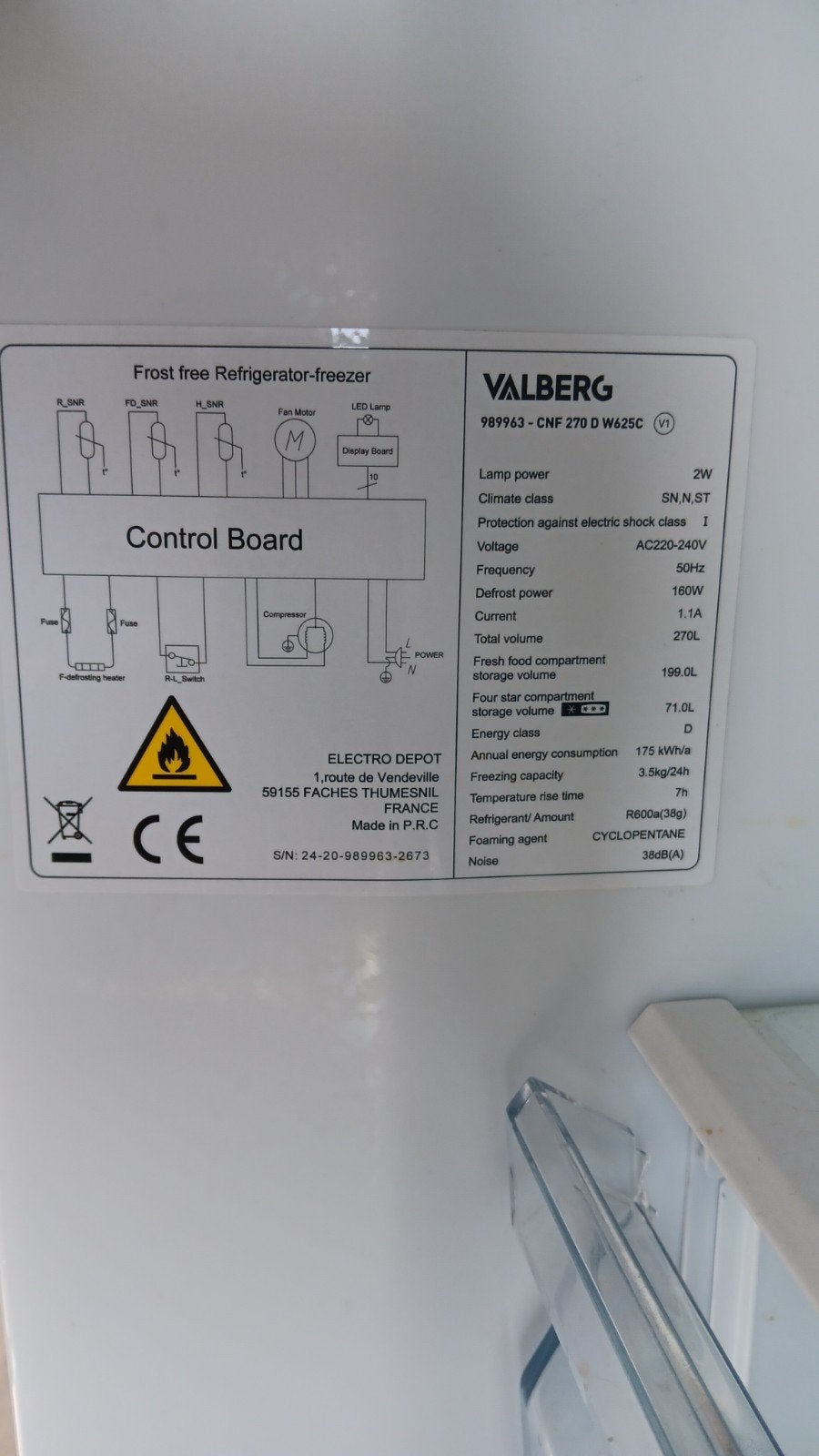 combinaison réfrigérateur-congélateur, Electroménager, Enlèvement, Neuf