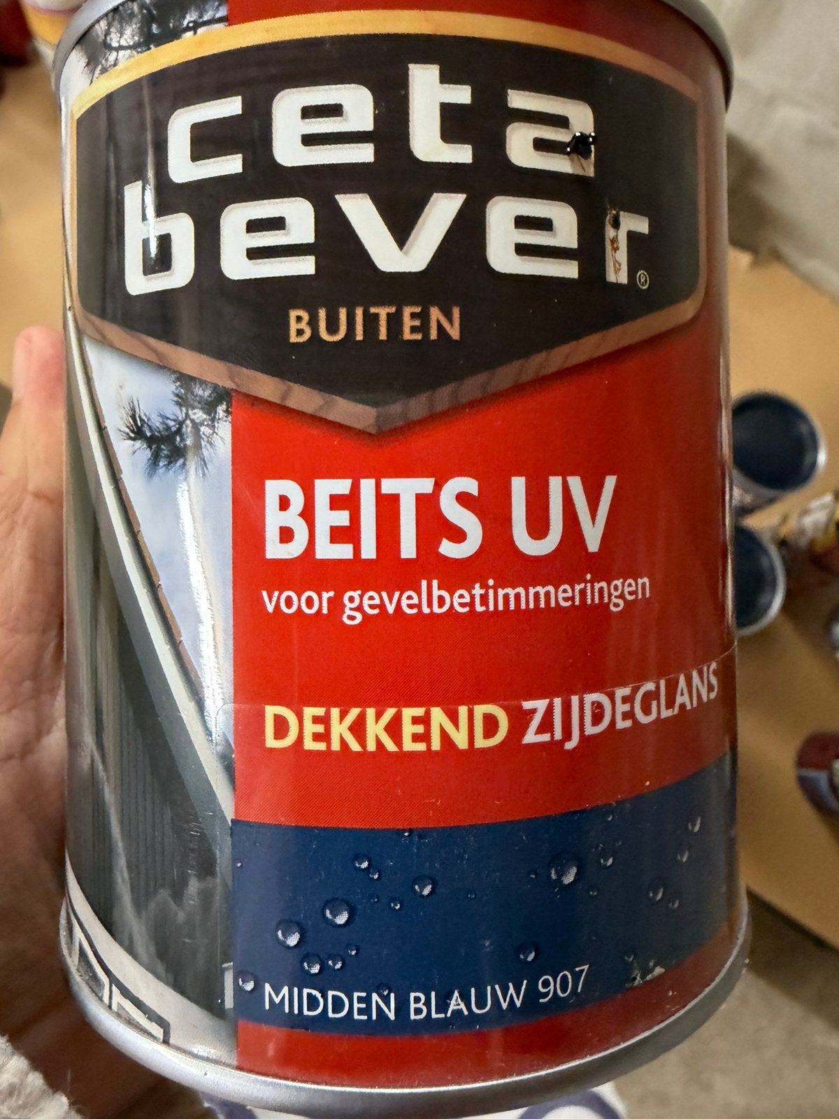 Cetabever dekkende beits midden blauw 0,75liter, Hobby & Loisirs créatifs, Bricolage, Enlèvement ou Envoi, Neuf, Bois, Bleu