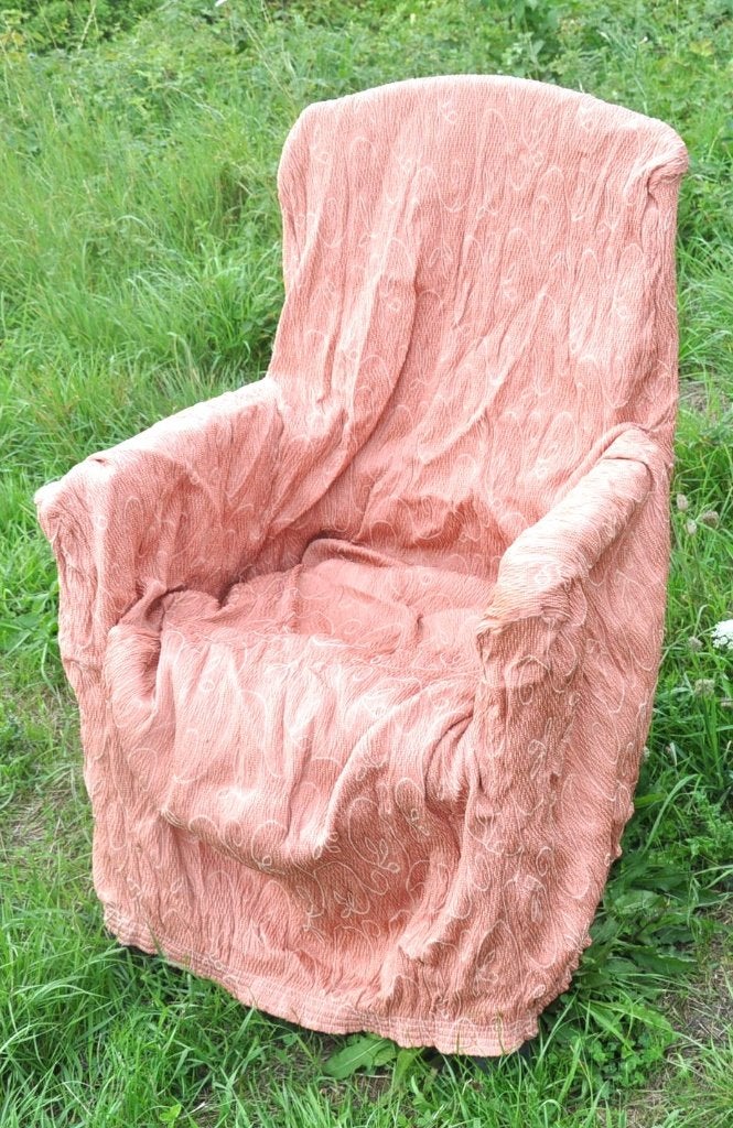 housse tissu élastique vintage pour fauteuil style club, Enlèvement ou Envoi