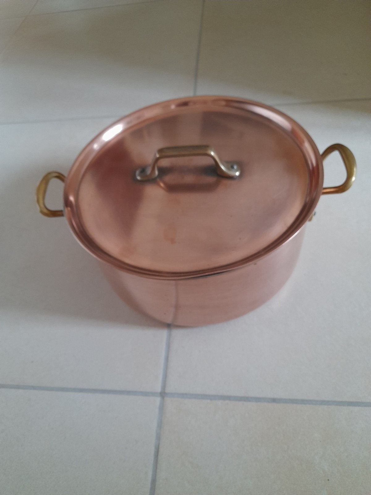 Echte koperen steelpan uit blik., Koper, Antiaanbaklaag, Ophalen of Verzenden, Zo goed als nieuw