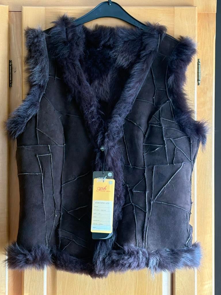 Bruine lederen bodywarmer van Phanie Mode (M/L)., Ophalen of Verzenden, Nieuw, Maat 38/40 (M), Bruin
