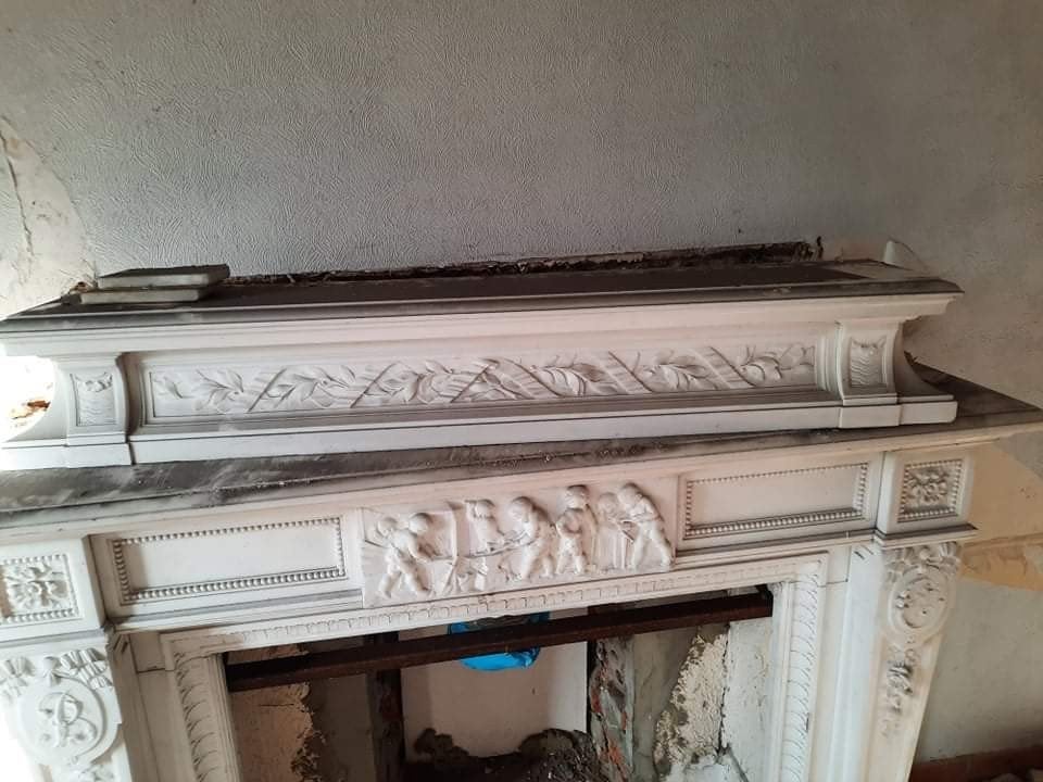 Magnifique cheminée ancienne – Maison de maître – Marbre/pie, Maison & Meubles, Cheminées, Enlèvement, Utilisé, Cheminée sur pied