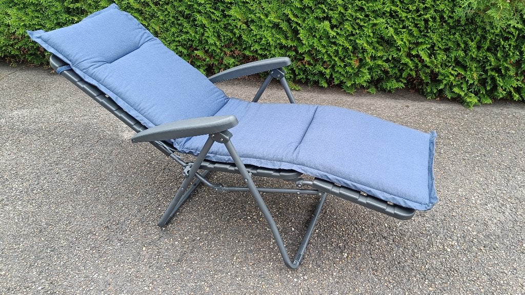 tuin ligzetel met kussen, Jardin & Terrasse, Chaises de jardin, Utilisé, Synthétique, Pliant, Ajustable, Enlèvement
