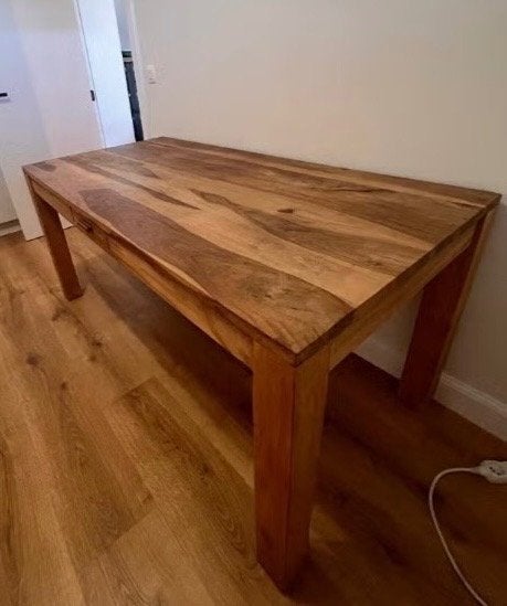Massief houten eettafel in sheesham hout, Huis en Inrichting, Ophalen, 50 tot 100 cm, Vijf personen of meer, 150 tot 200 cm
