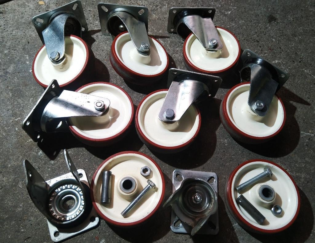 Roues pivotantes 80/125 mm, excellent état comme neuf, Enlèvement ou Envoi