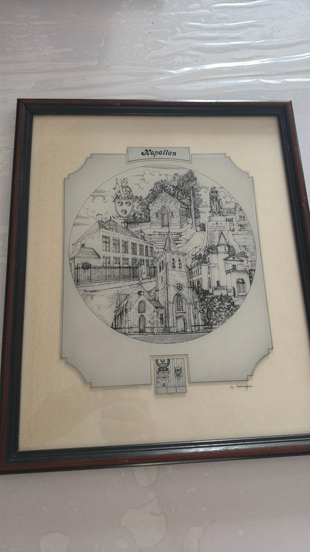 Glasgravure Gemeente Kapellen Gerard Swaenepoel, Antiquités & Art, Enlèvement ou Envoi