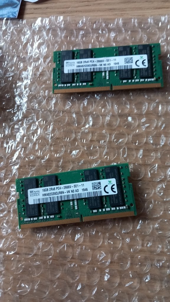 2X 16 GB DDR4 sodimm, Computers en Software, RAM geheugen, DDR4, Ophalen of Verzenden, Zo goed als nieuw, Laptop