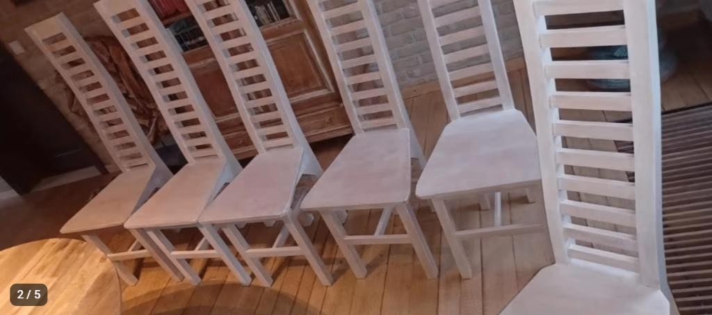 6 design stoelen wit geoliede teak, Huis en Inrichting, Stoelen, Ophalen, Wit, Zo goed als nieuw, Modern, tijdloos, design