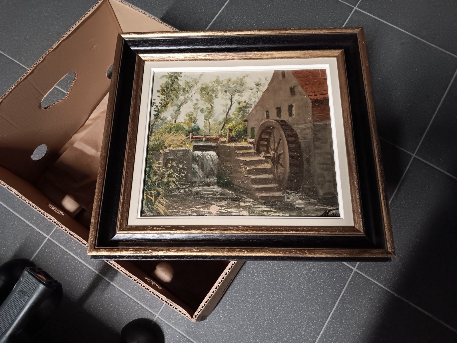 Schilderij watermolen, Antiek en Kunst, Ophalen