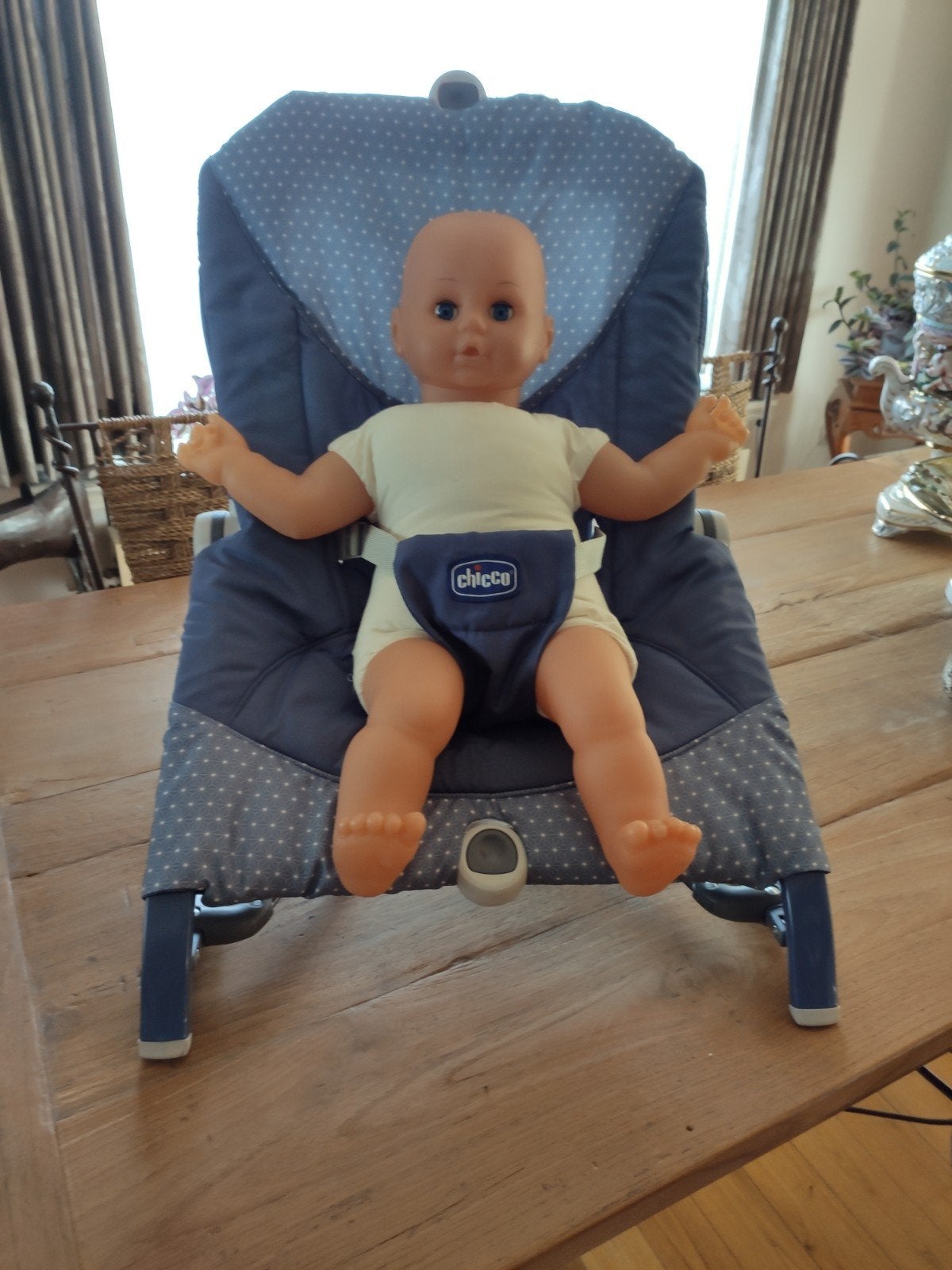 baby relax  en plaspotje, Kinderen en Baby's, Ophalen, Wipstoel, Met gordel(s) of riempje(s), Zo goed als nieuw