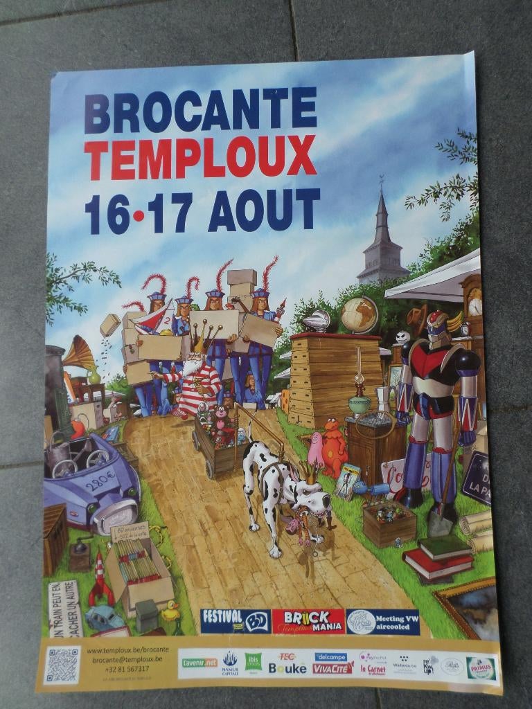 Affiche Brocante Temploux - 2025, Enlèvement ou Envoi, Rectangulaire vertical, A1 jusqu'à A3, Utilisé