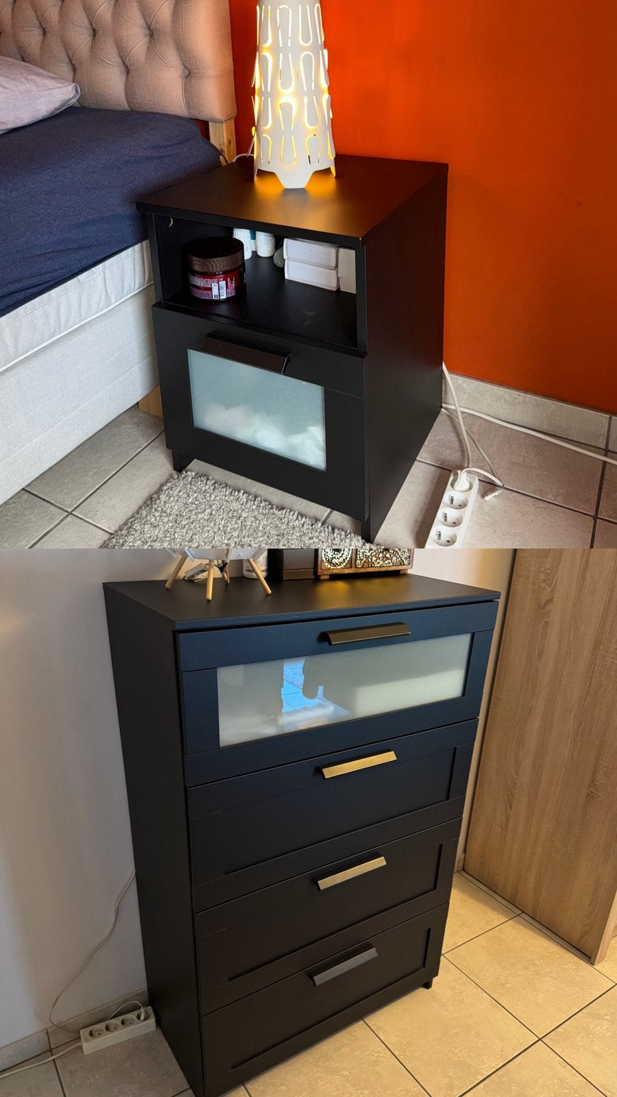 IKEA BRIMNES set – 2 ladekasten + 2 nachtkastjes – zwart, Huis en Inrichting, Slaapkamer | Nachtkastjes, Zo goed als nieuw, Ophalen