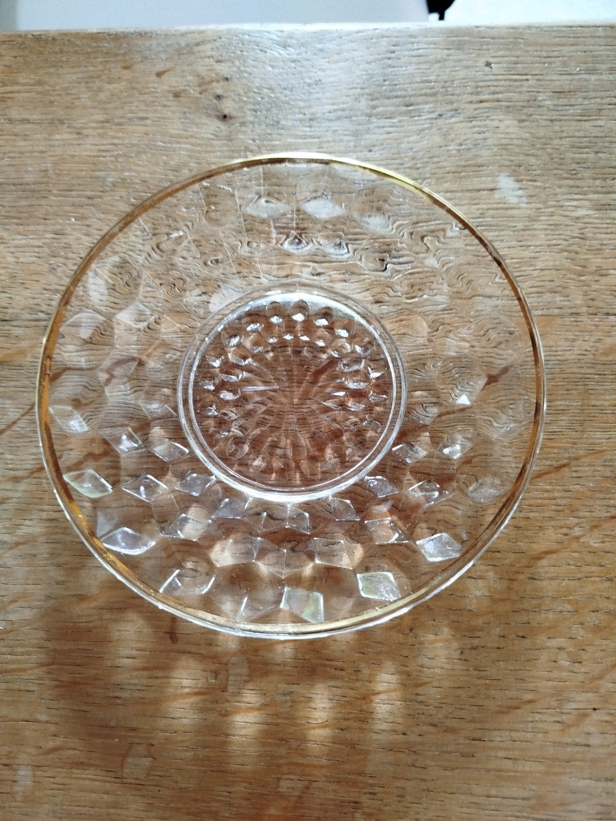 Assiette en verre de la marque Jeannette Glass modèle "cube", Enlèvement ou Envoi