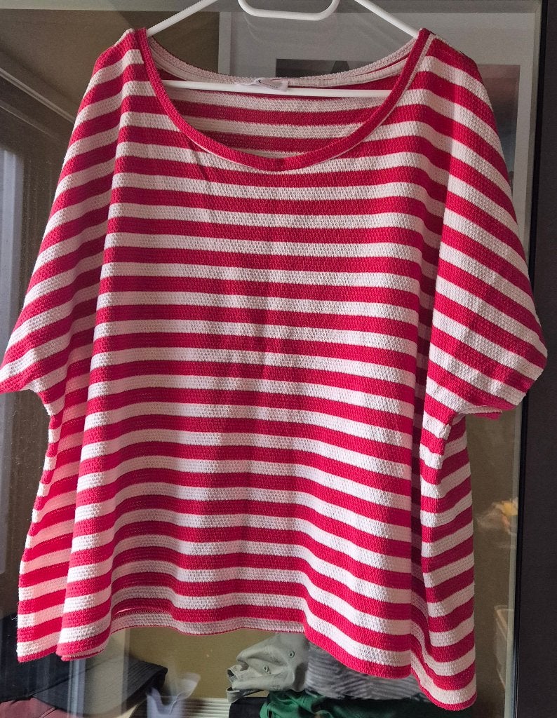 Streepjes t-shirt Paprika Maat 54, Kleding | Dames, Grote Maten, Zo goed als nieuw, Paprika, Rood, Shirt of Top