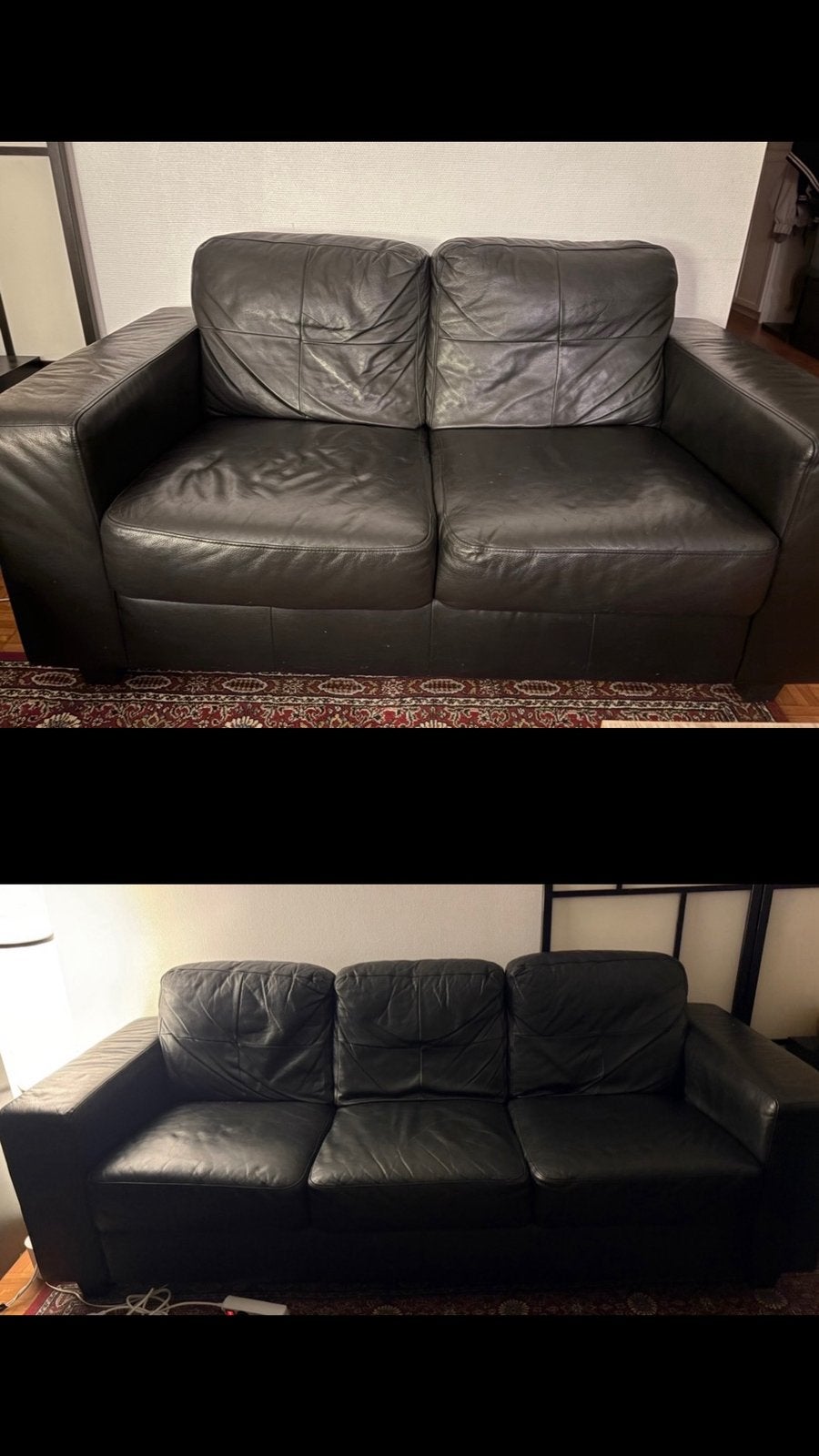 2 canapés en cuire (possible d’acheter que 1 des deux), Maison & Meubles, 200 à 250 cm, Banc droit, Enlèvement, Utilisé