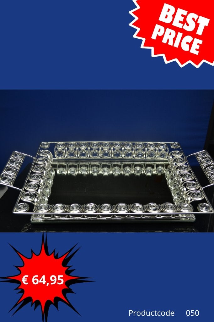 Luxe dienblad met spiegel en kristallen rand nr 050, Huis en Inrichting, Overige materialen, Verzenden, Nieuw, Modern