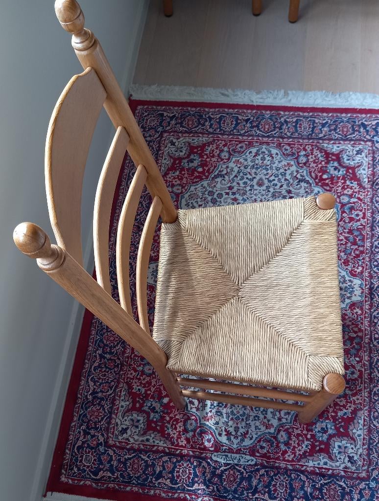 6 Rieten stoelen eiken hout, Huis en Inrichting, Stoelen, Ophalen, Bruin, Hout, Zo goed als nieuw