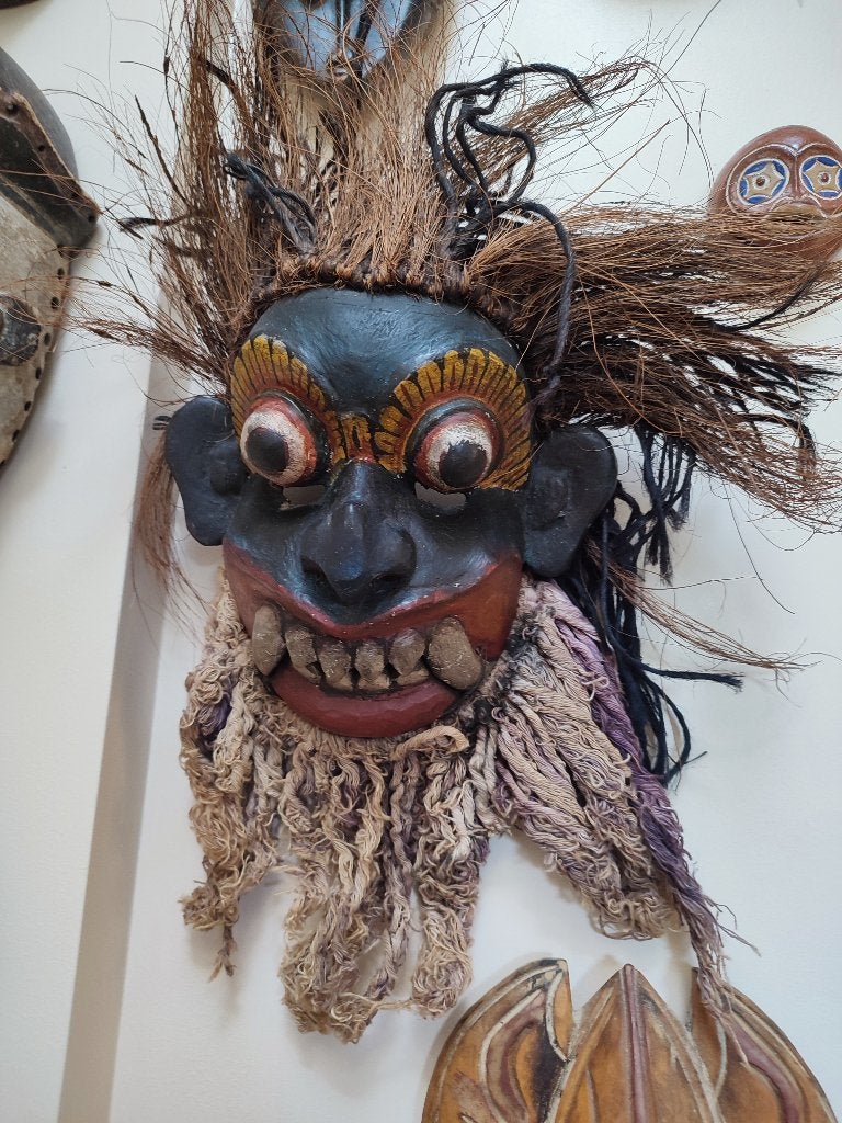 Ritueel dansmasker uit Sri Lanka, bewegende kaak, Antiek en Kunst, Hout, Masker, 50 cm, Meerkleurig