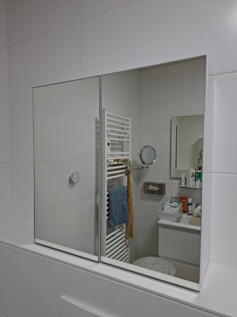 Armoire de salle de bain blanche 2 portes, Neuf, Armoire à miroir, Moins de 25 cm, Moins de 100 cm