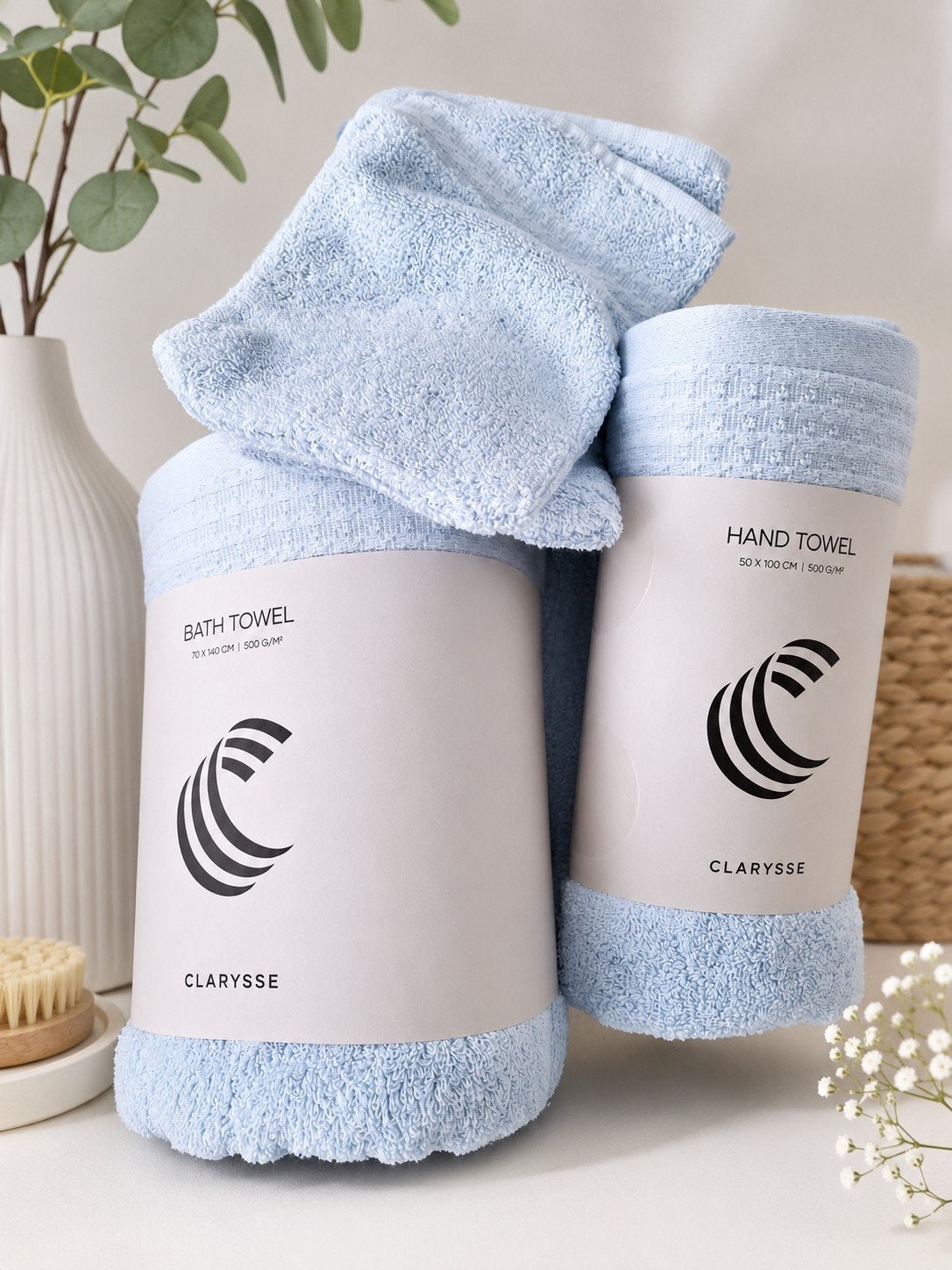 Lot de serviettes de bain Clarysse – neuves, Neuf, Bleu, Serviette