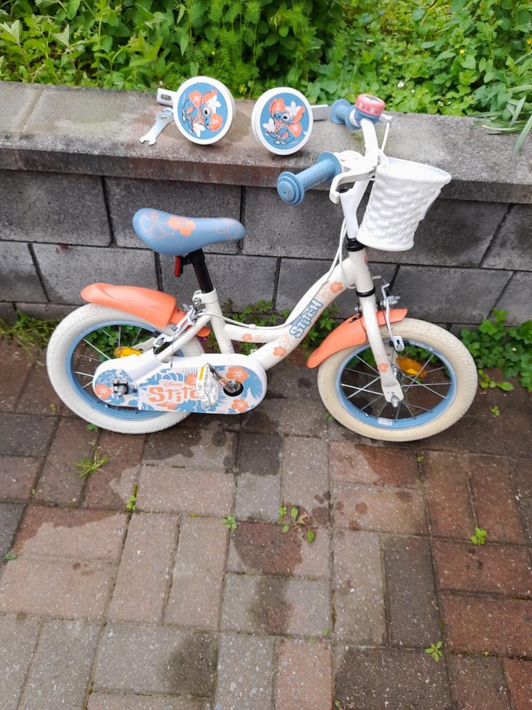 Vélo enfant 14 pouces, Frein sur jante, Disney Stitch, Enlèvement, Utilisé