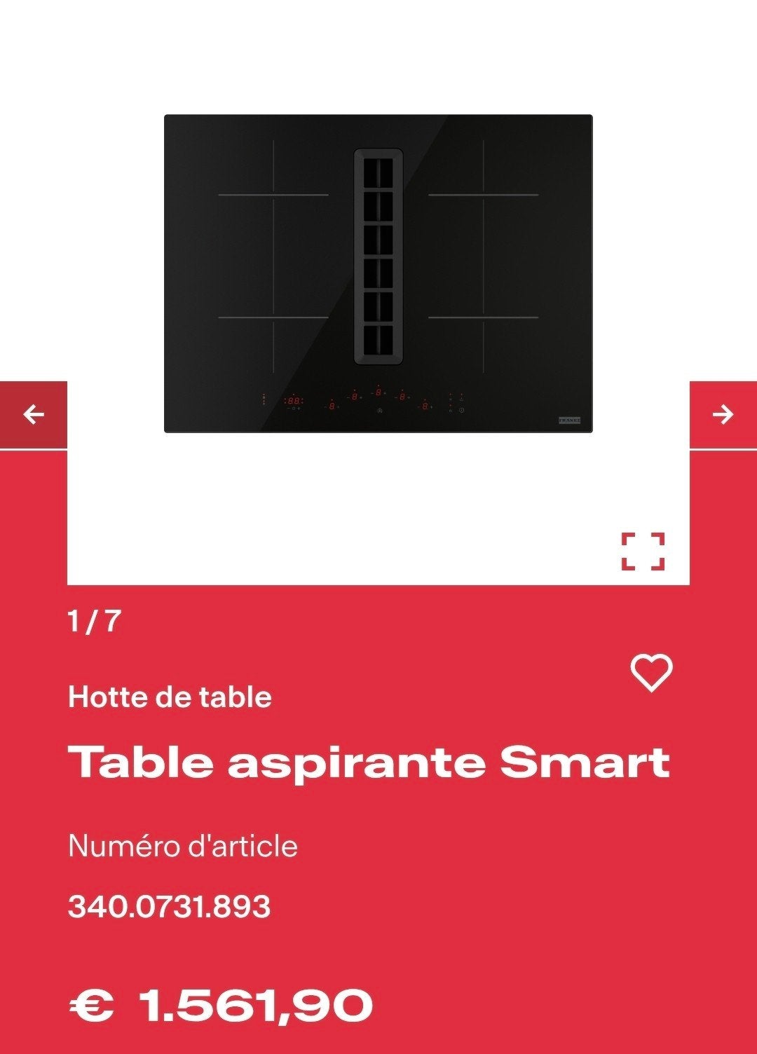 Taque induction 70cm FRANKE avec aspiration intégrée NEUVE, Enlèvement, Neuf, dans son emballage, Autres types