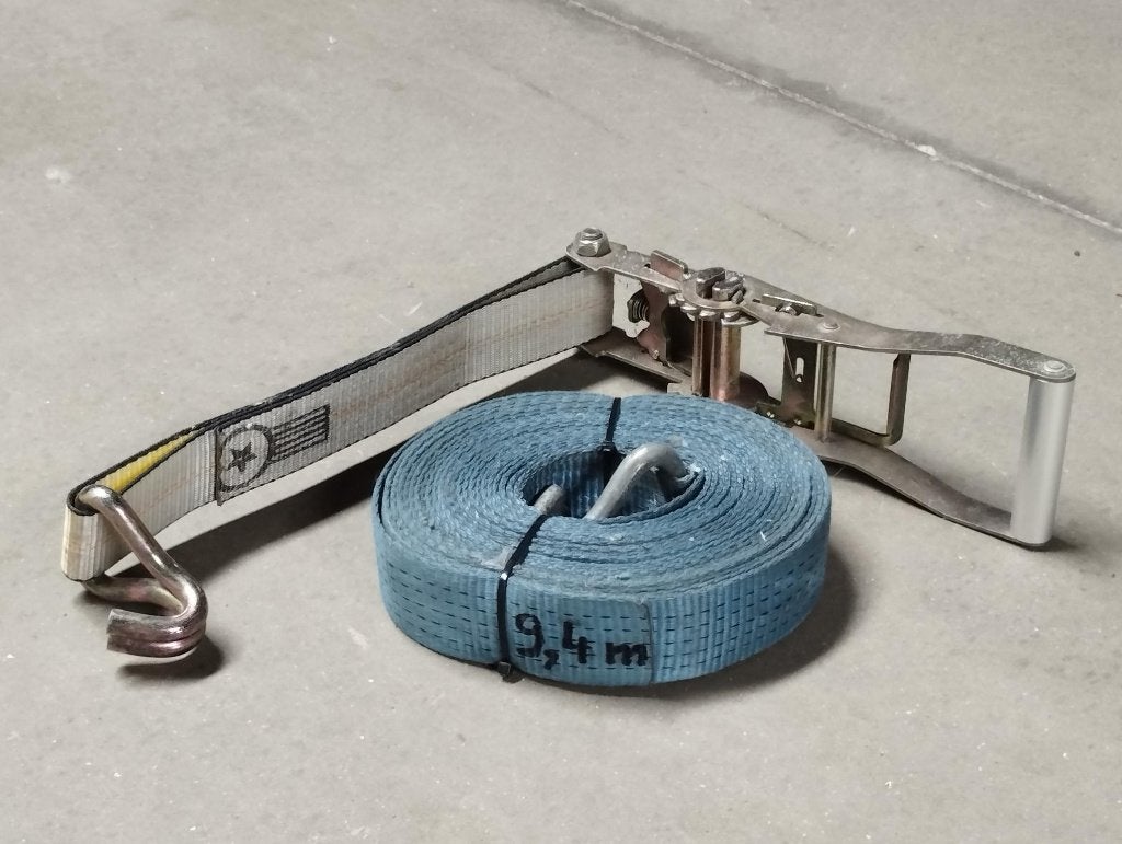 Spanband met Ratel 50mm - band = 9m40 lang, Ophalen of Verzenden, Gebruikt