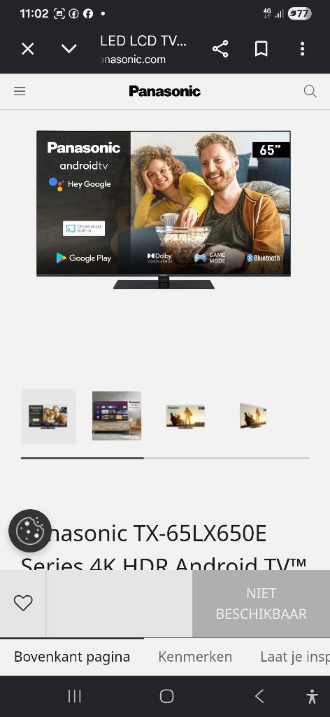 PANOSONIC  smart TV 65 inch HDR  android TX-65LX650E (2jaar), Audio, Tv en Foto, Televisies, Ophalen, LED, Panasonic, Zo goed als nieuw
