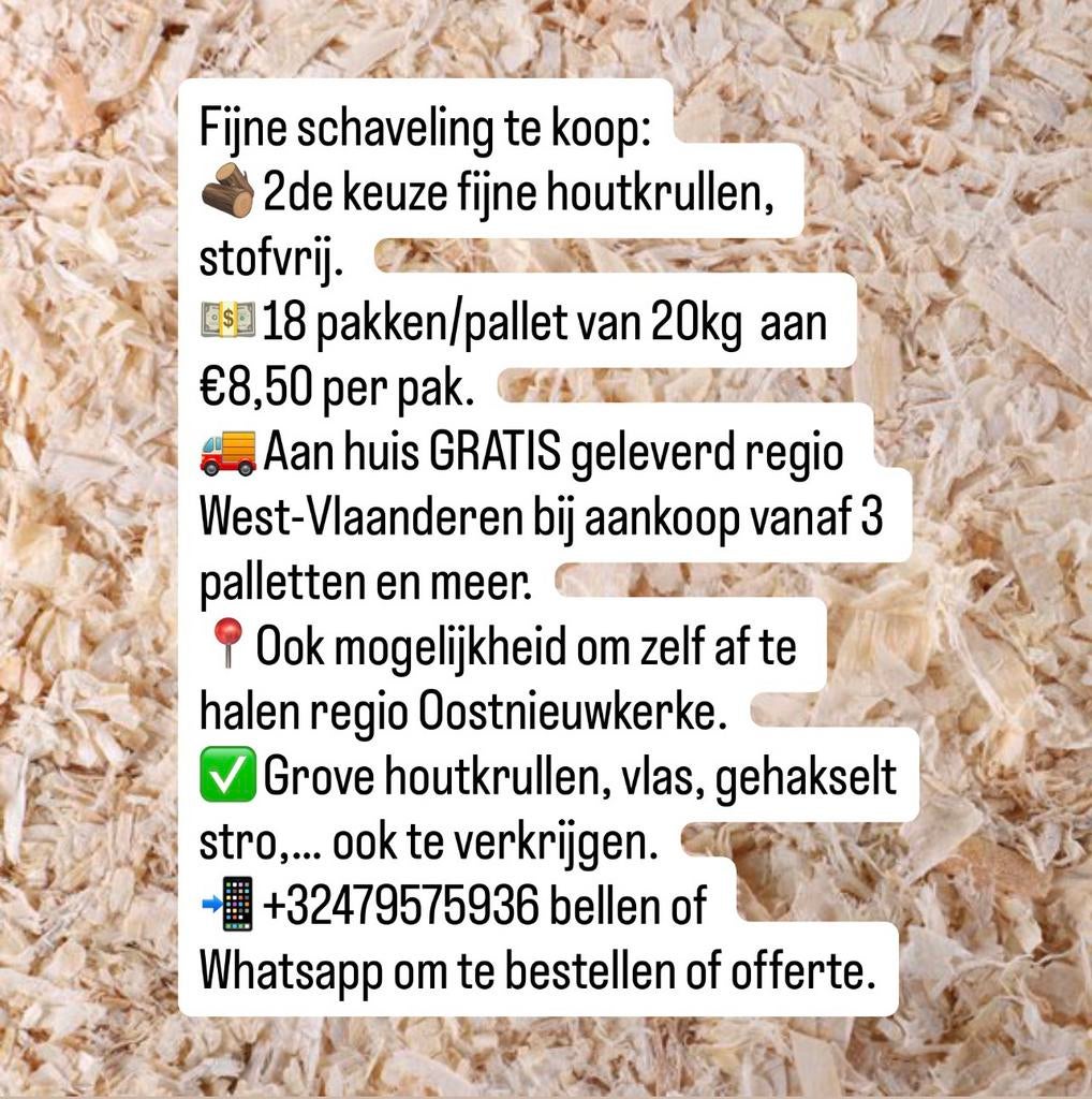 Fijne, grove houtkrullen & vlas, Dieren en Toebehoren, Stalling