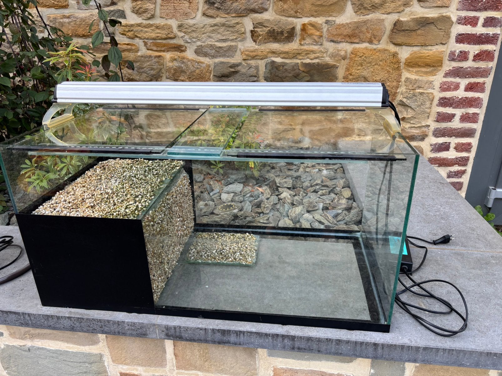 Aquaterrarium/aquarium voor schildpadden — 80x40x40 cm, Ophalen, Gebruikt, Terrarium of Paludarium
