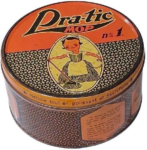 Vadrouille Pra-tic nr. 1 ancienne boîte en fer blanc avec co, Collections, Enlèvement ou Envoi, Utilisé