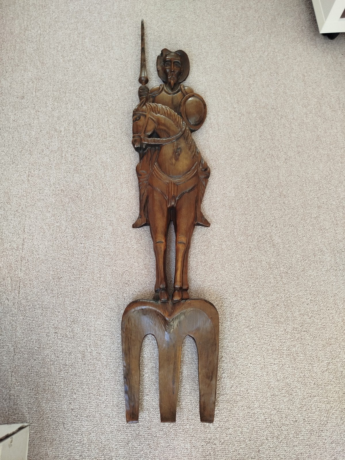 Sculpture murale en bois DON QUICHOTTE 1960/ 70, Autres styles, Bois, Brun, Homme