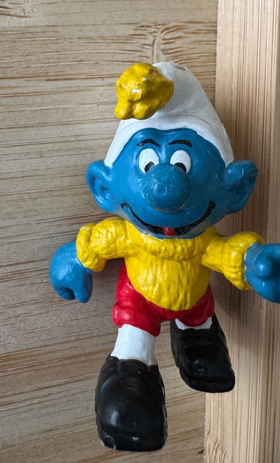 Miniatuur smurf: sport outfit, Verzamelen, Smurfen, Ophalen, Gebruikt, Overige Smurfen, Poppetje, Figuurtje of Knuffel